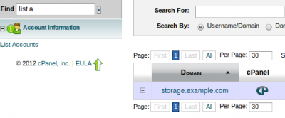 cPanel List Accounts